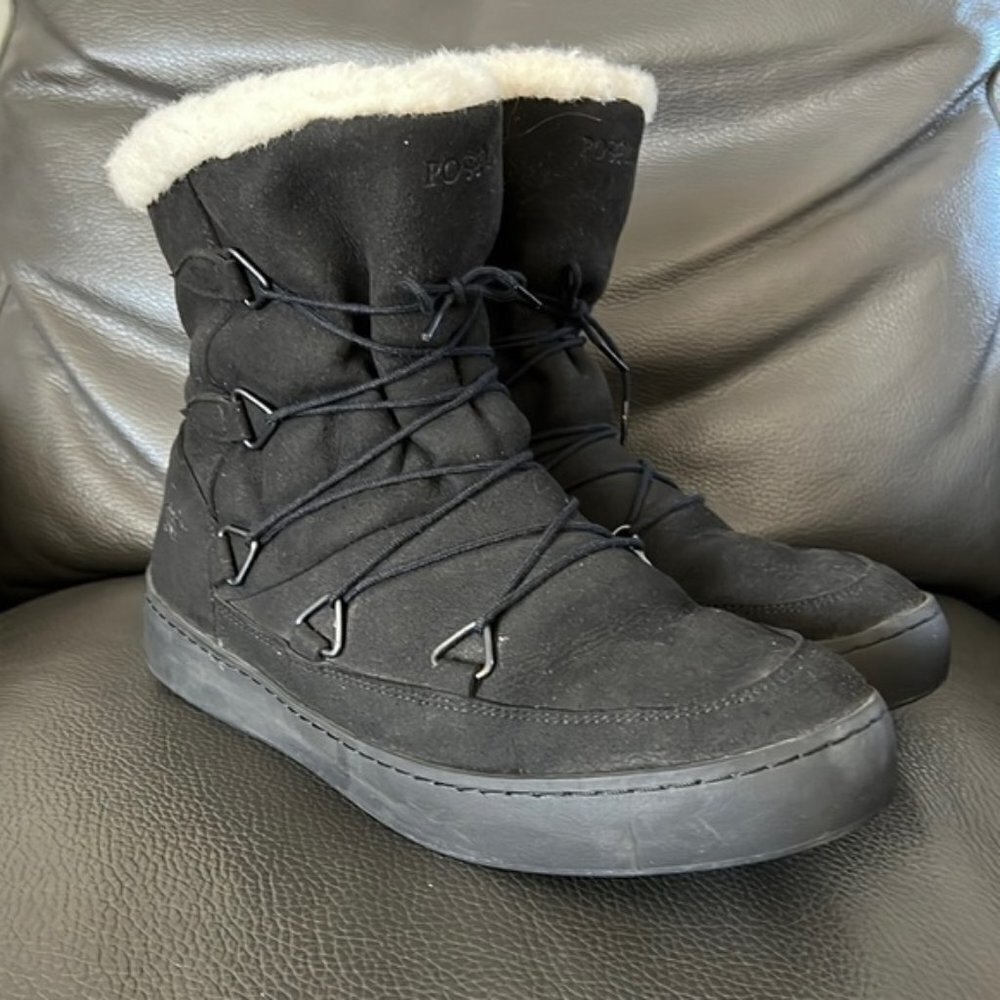 Po-Zu Black Lace-up Winter Boots EU42
